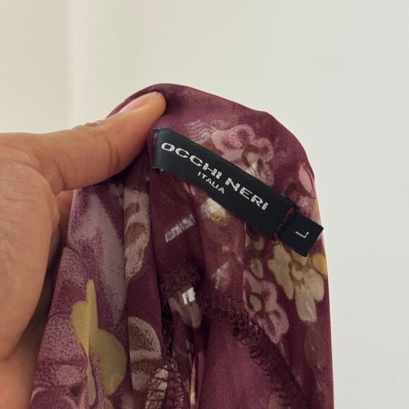 Italian Vintage Semi-Sheer Chiffon Bias-Cut Floral Midi Dress (M/L) - Picture 9 of 9